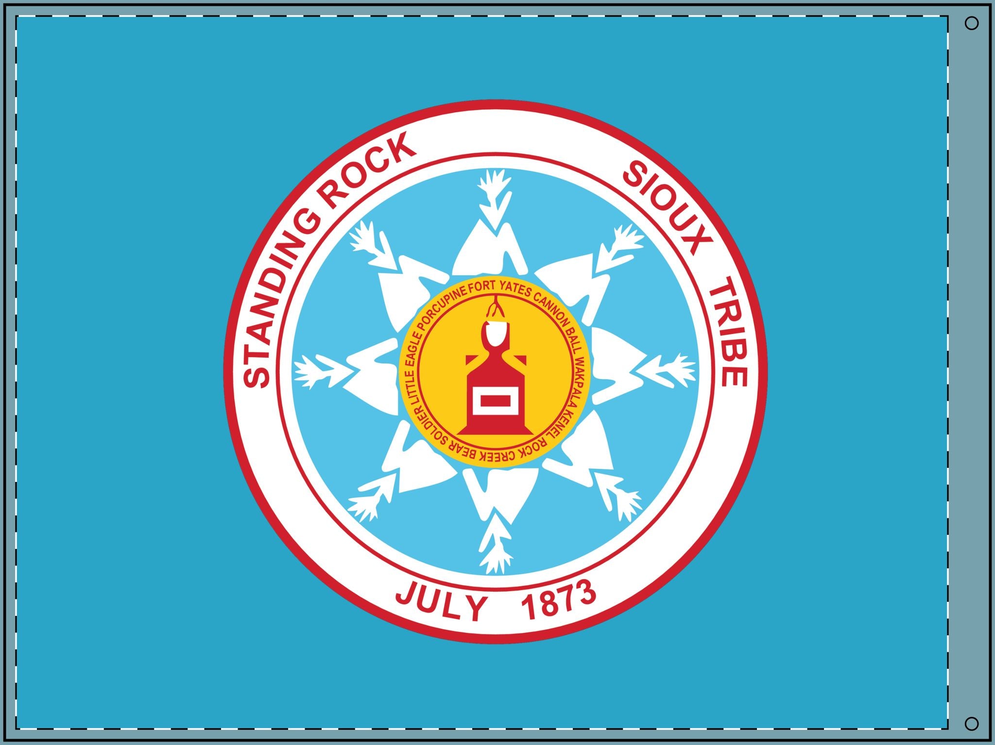 Double Sided Standing Rock Sioux Tribe Flag – Turquoise