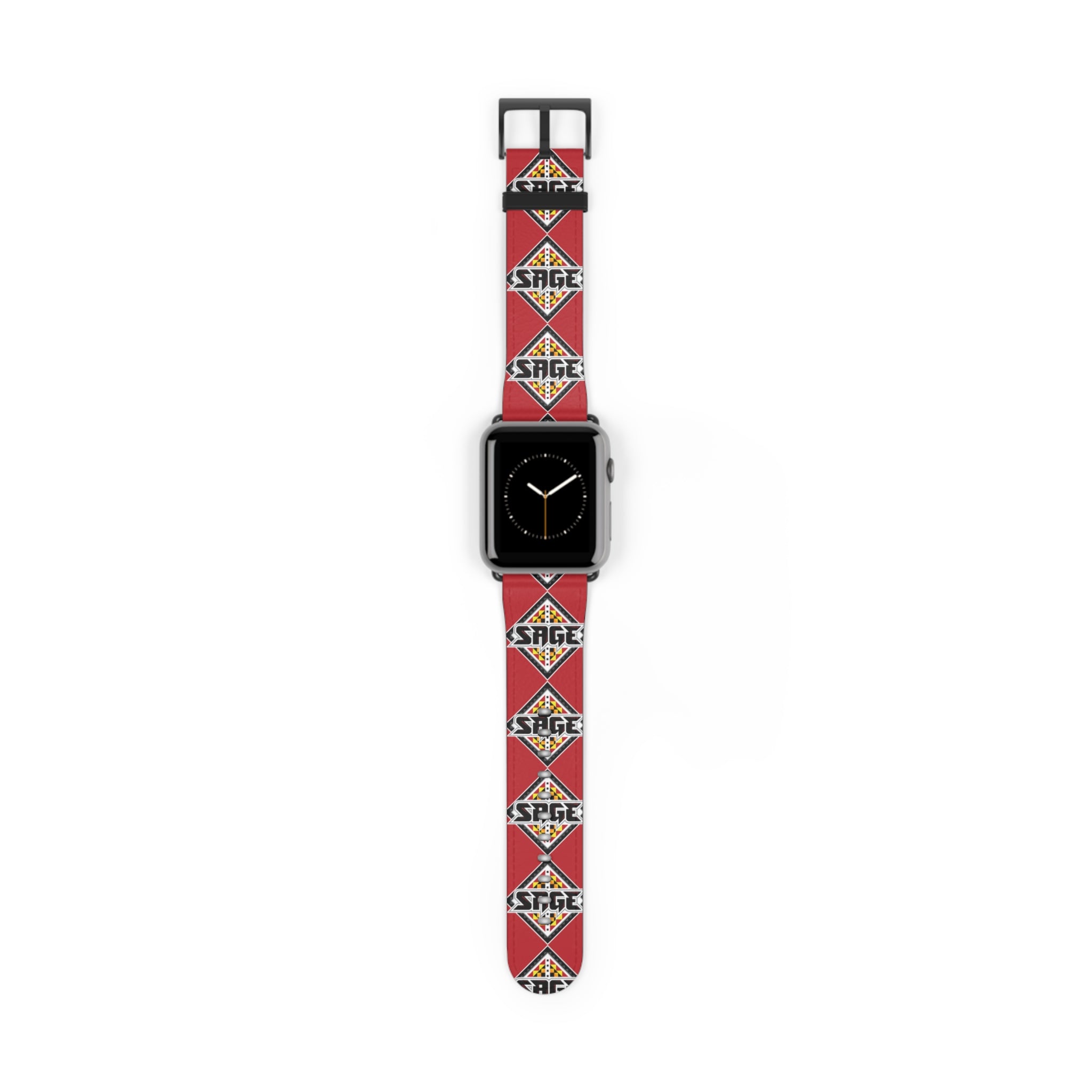 SAGE Geometric Leather Red Apple Watch Band