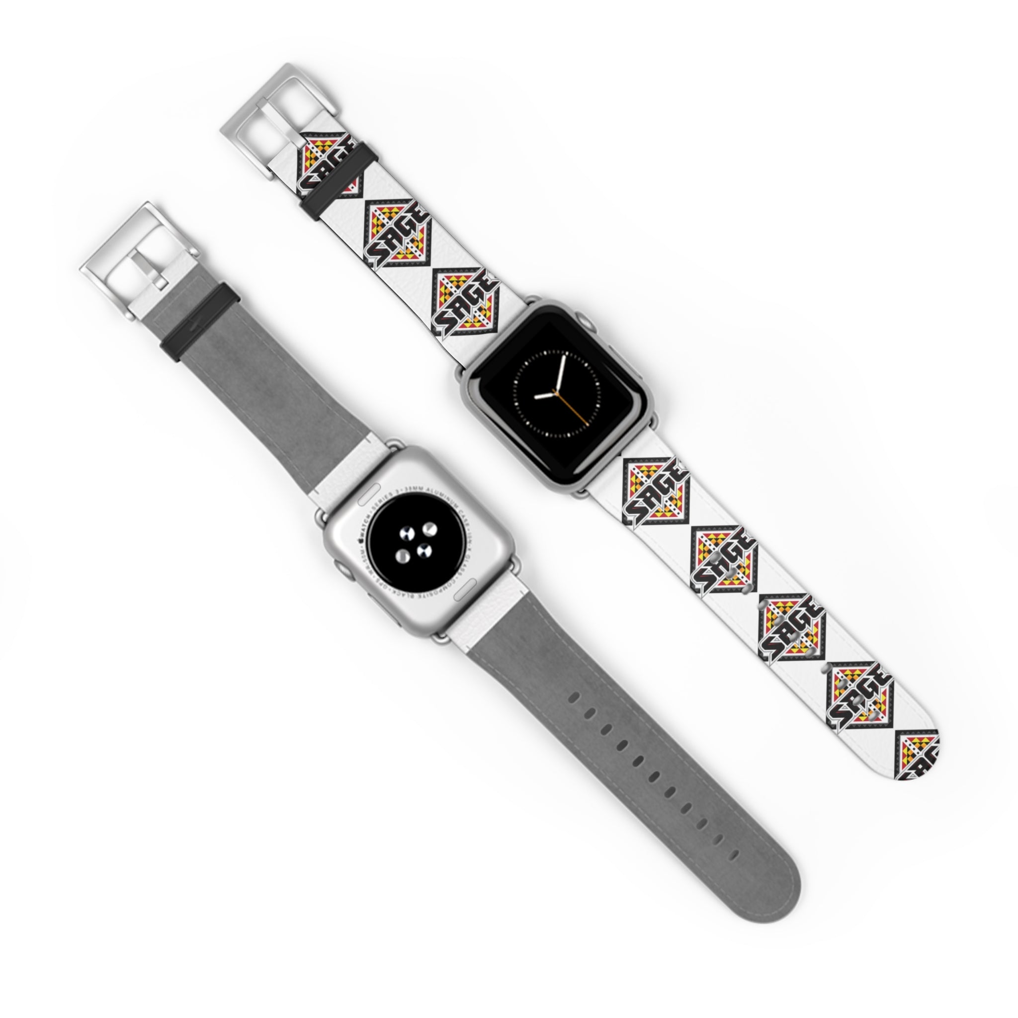 SAGE Geometric Leather White Apple Watch Band