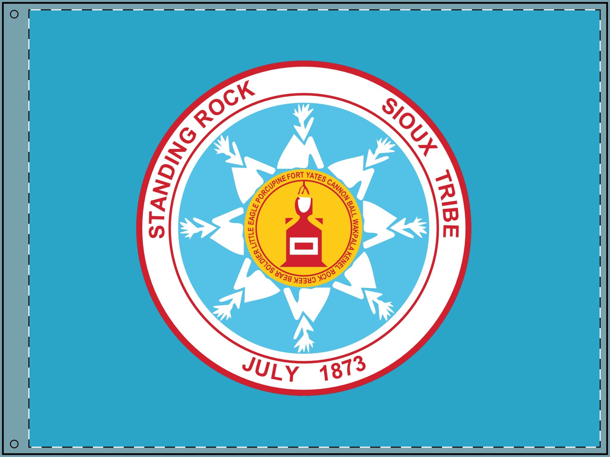 Double Sided Standing Rock Sioux Tribe Flag – Turquoise