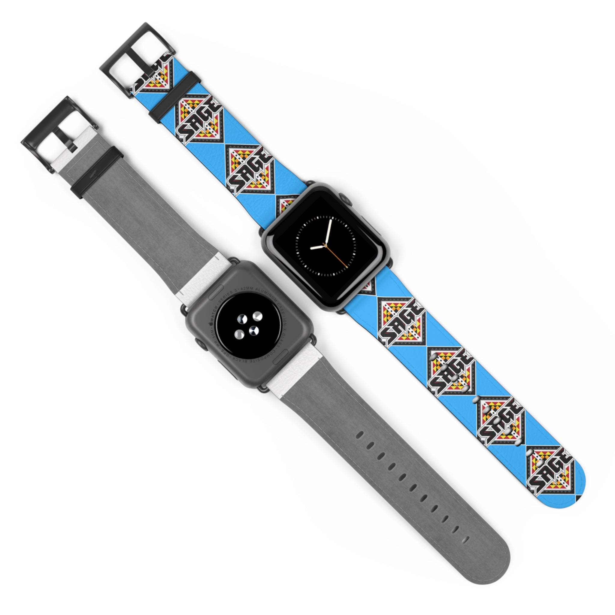 SAGE Geometric Leather Blue Apple Watch Band