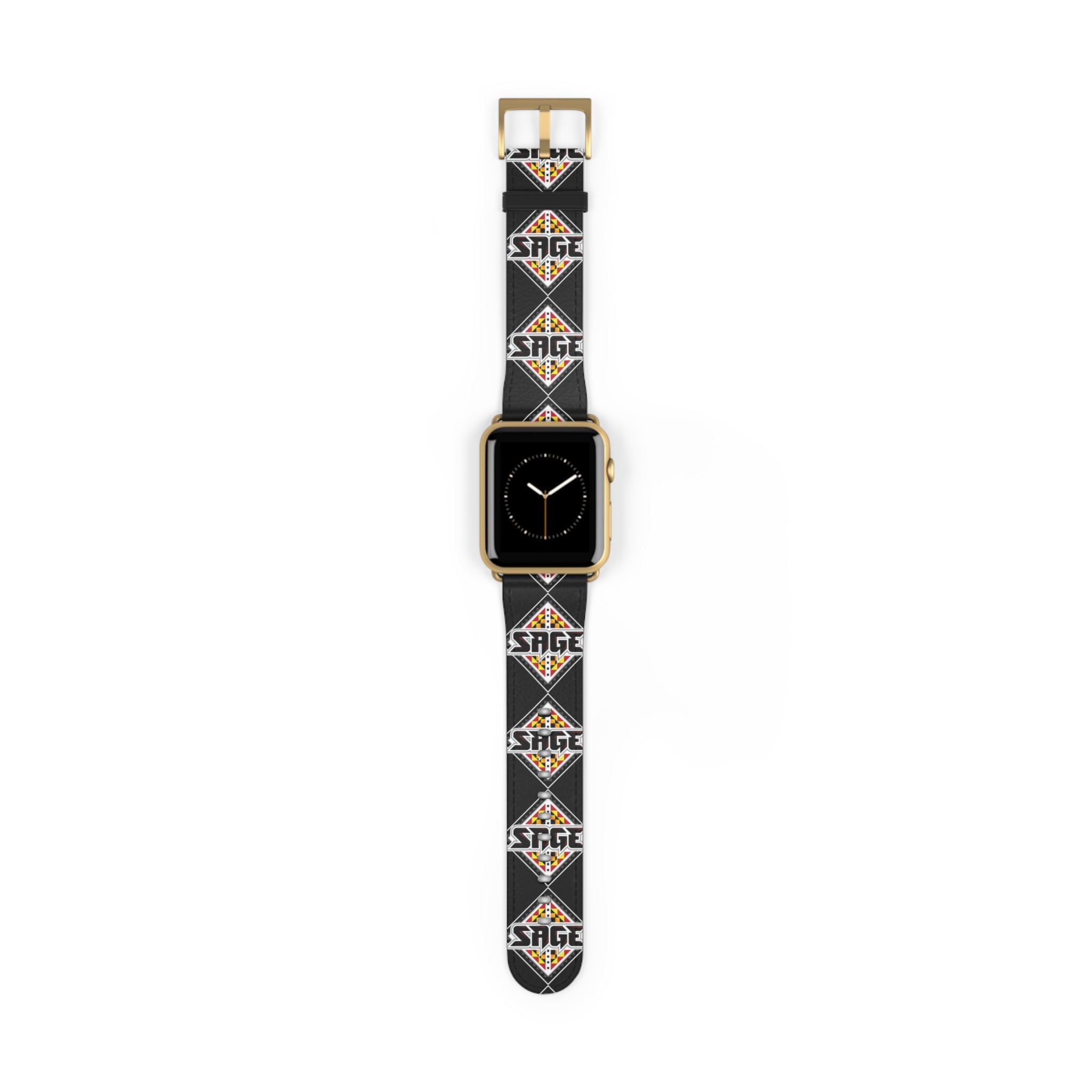 SAGE Geometric Leather Black Apple Watch Band