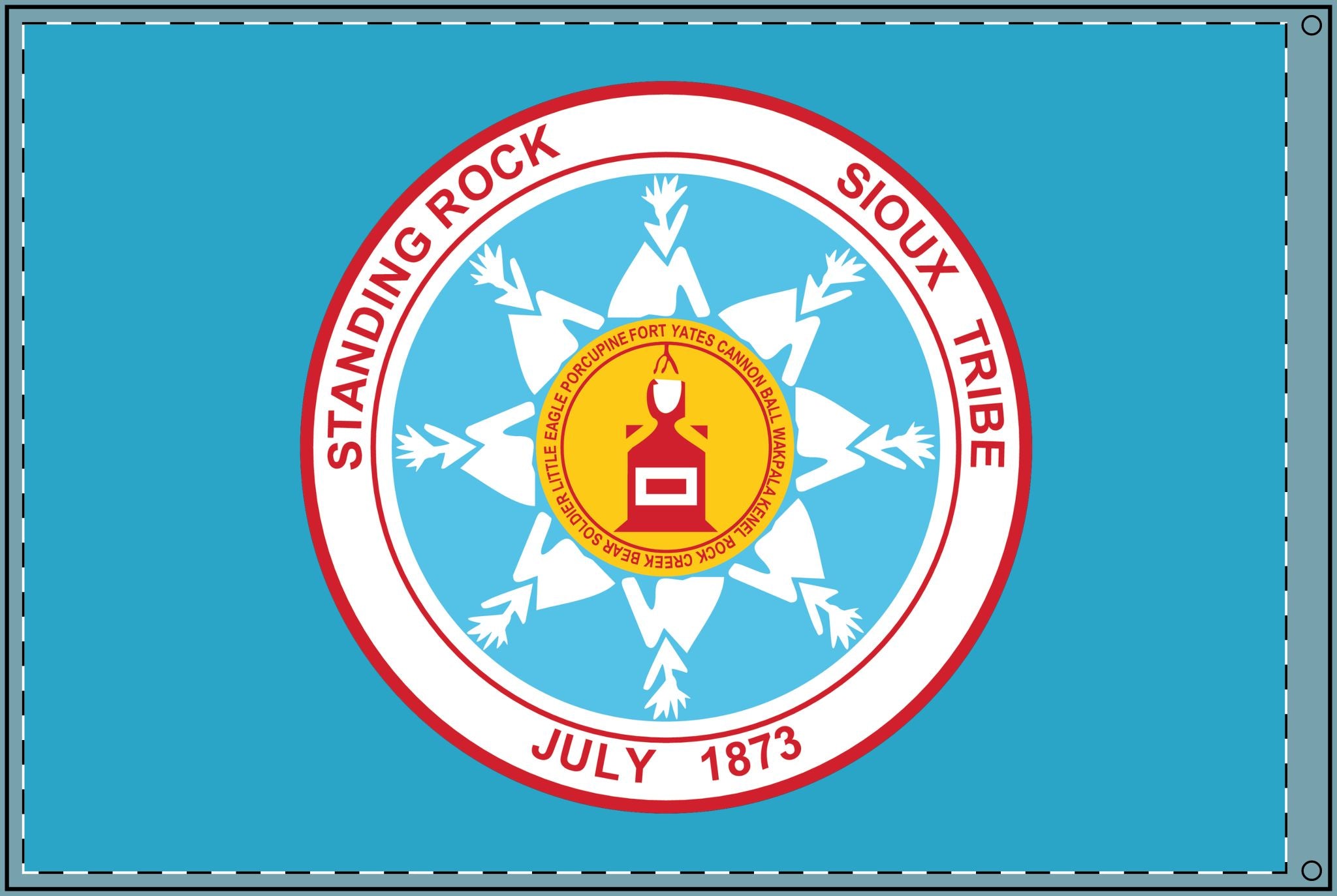 Double Sided Standing Rock Sioux Tribe Flag – Turquoise