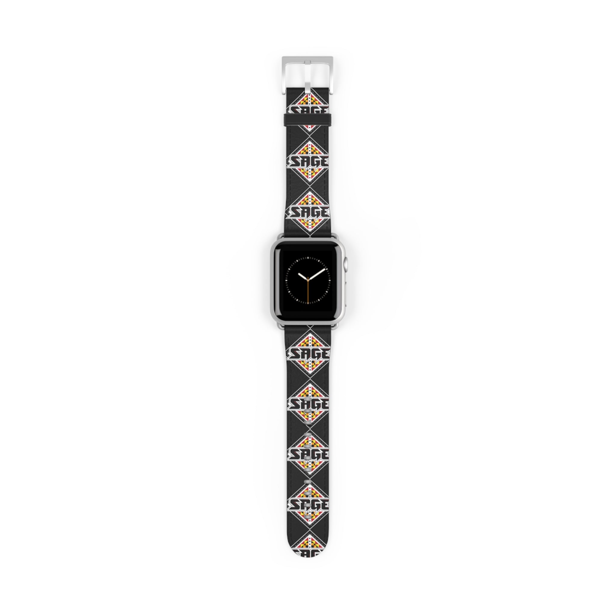 SAGE Geometric Leather Black Apple Watch Band
