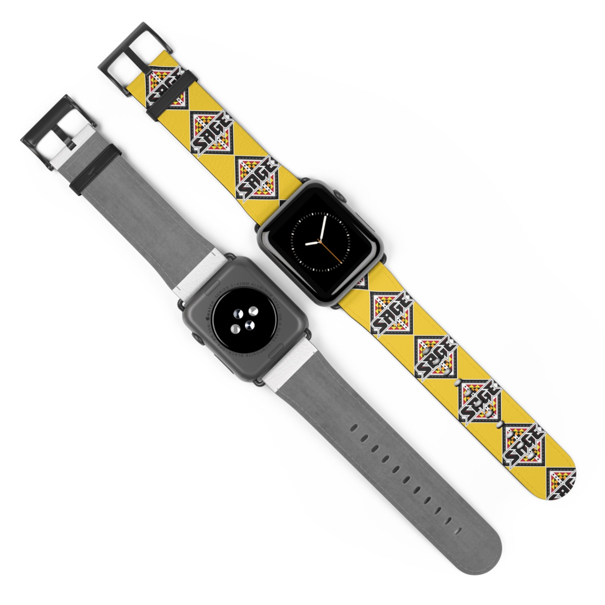 SAGE Geometric Leather Yellow Apple Watch Band