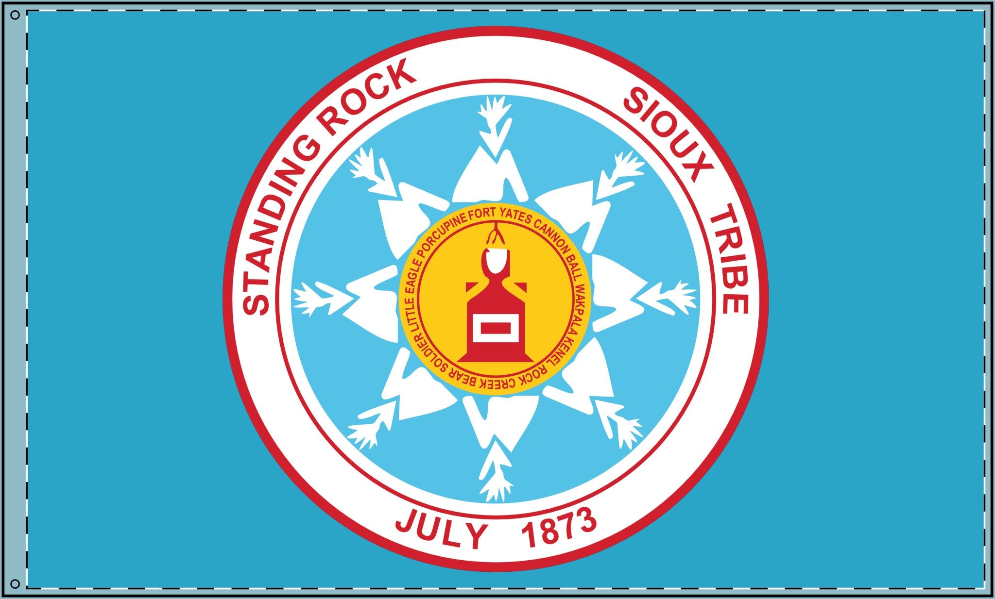 Double Sided Standing Rock Sioux Tribe Flag – Turquoise