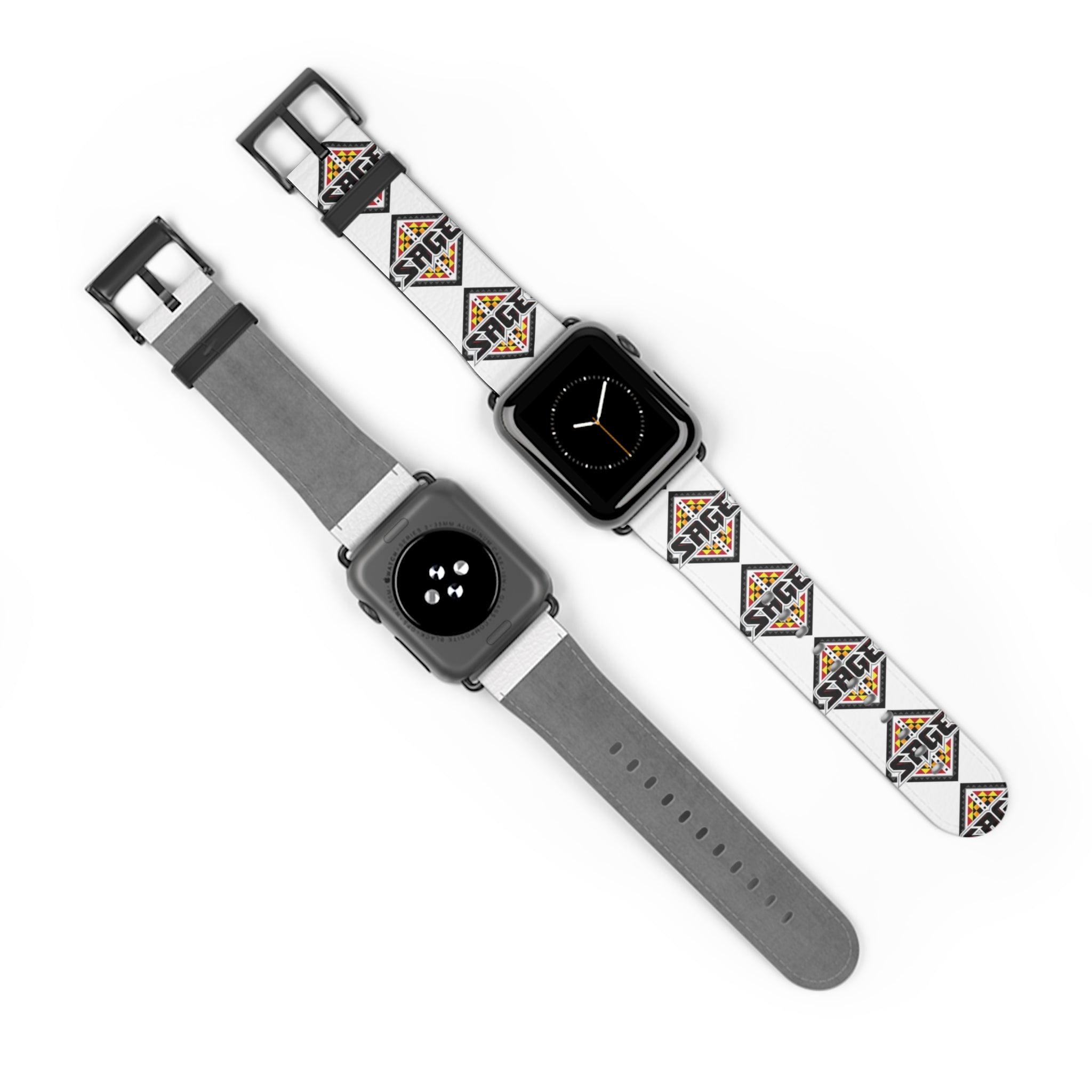 SAGE Geometric Leather White Apple Watch Band