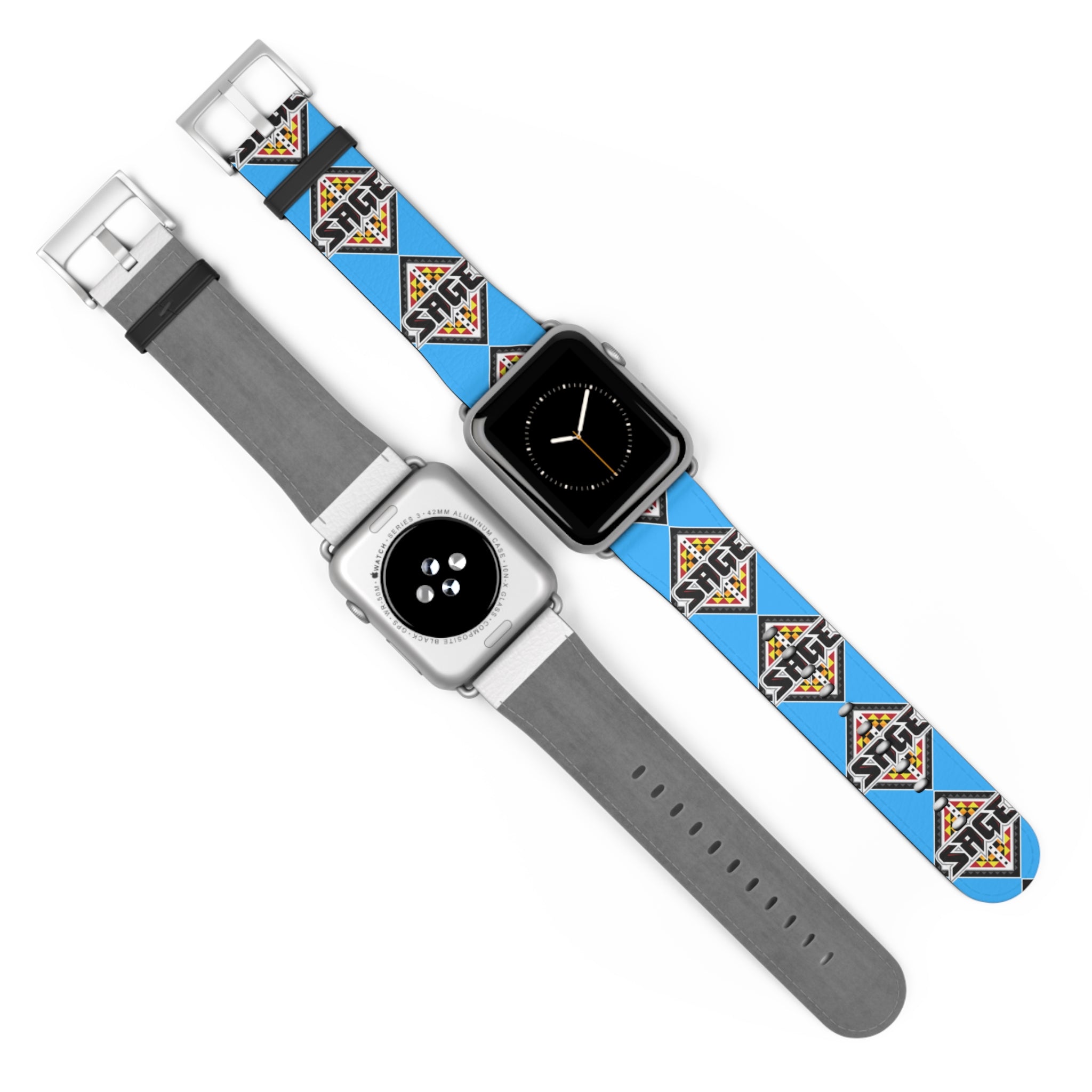 SAGE Geometric Leather Blue Apple Watch Band
