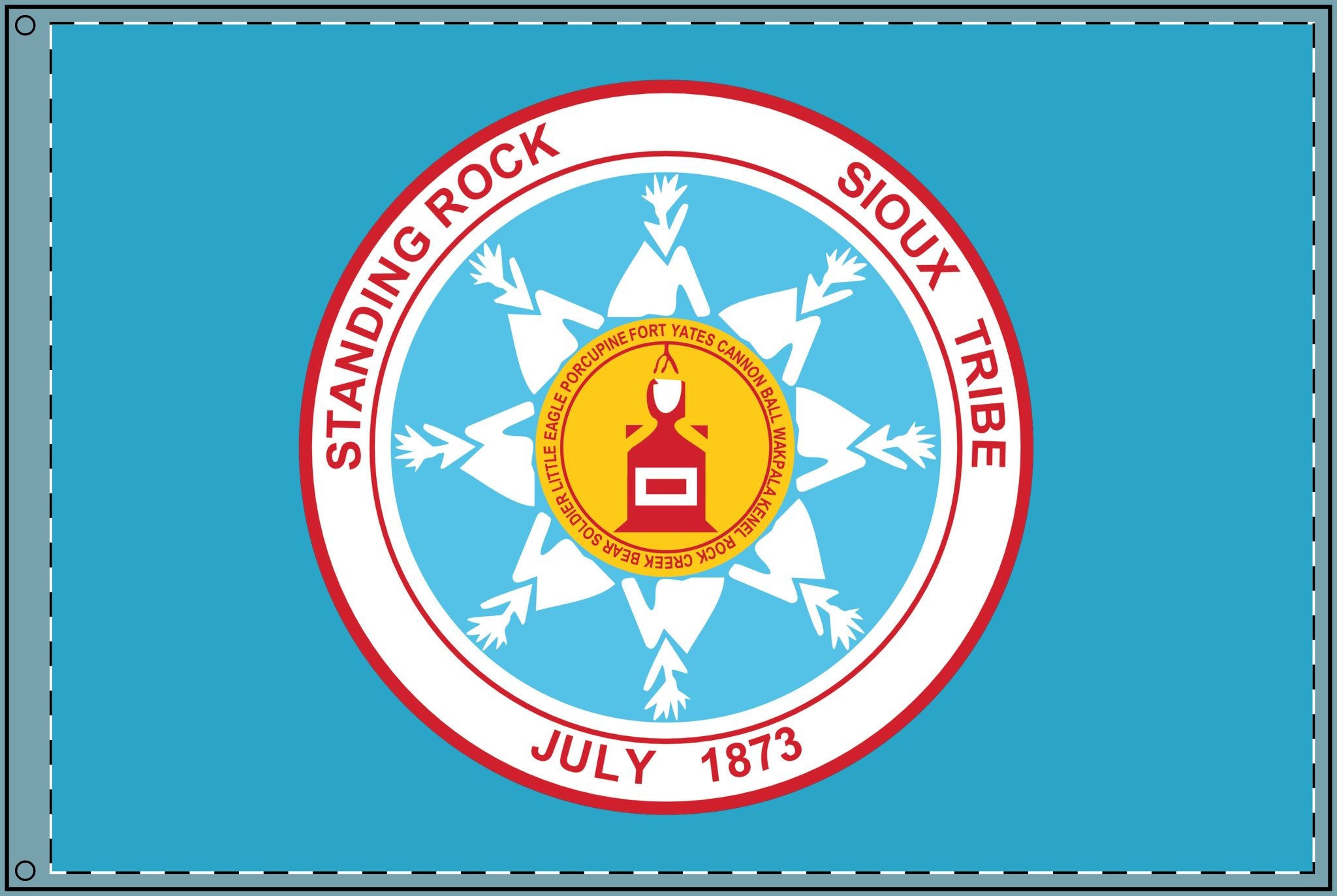 Double Sided Standing Rock Sioux Tribe Flag – Turquoise